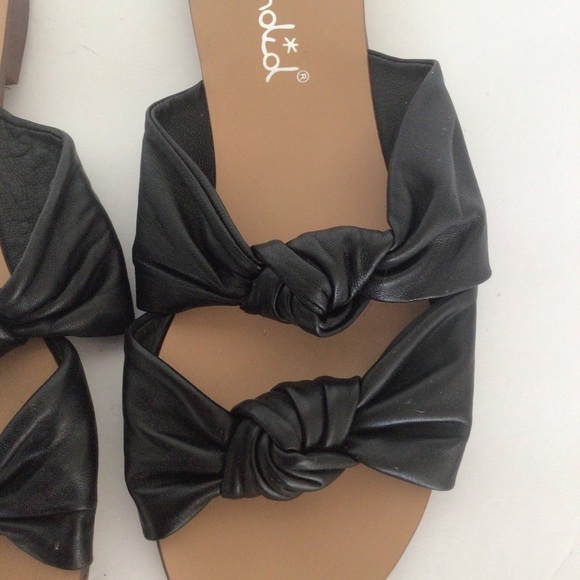 SPLENDID BLACK LEATHER DOUBLE KNOT FLAT SANDALS SIZE 7.5 - Picture 15 of 16